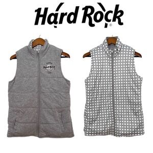 Hard Rock Hide n Chic reversible quilted women gray vest sweater size L NWT